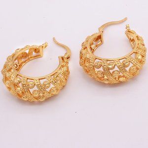 Beautiful Gold Plated Thick Hoop Earrings